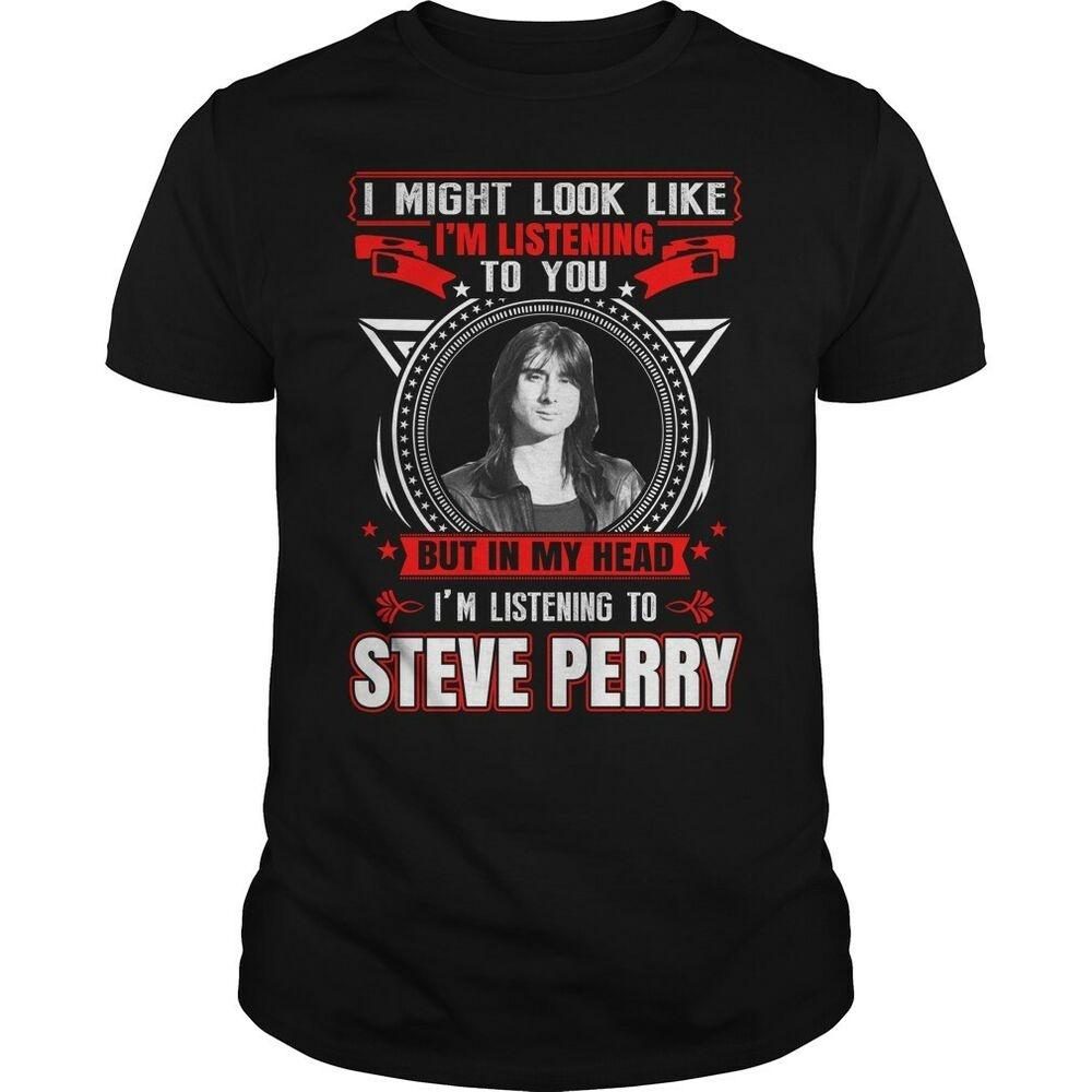 

Vintage Crazy Steve Perry Gildan Black T-Shirt L729