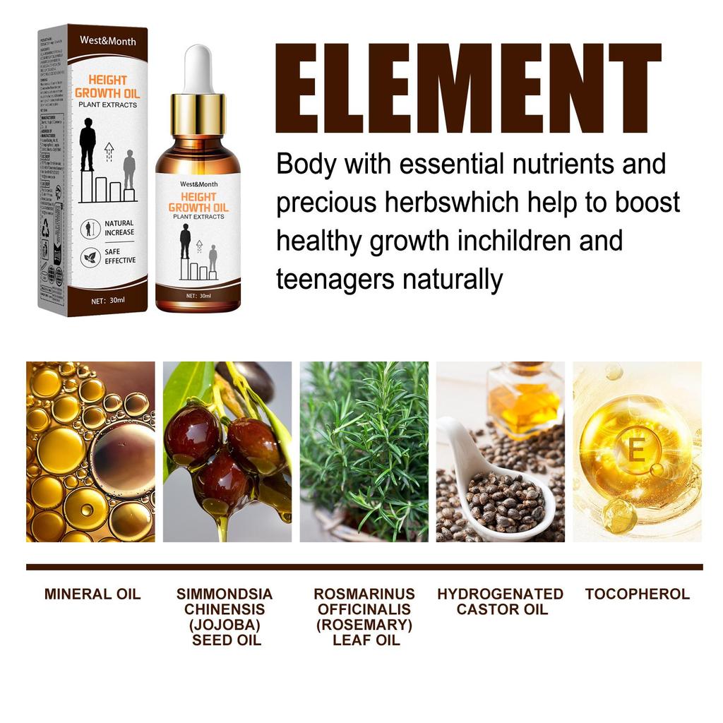 West&Month Olejek Eteryczny Wspomagający Wzrost Ciała Pielęgnacja Masaż Stymulujący Stopy Olejek Eteryczny 30ml