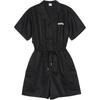 Moisture-Wicking Breathable Solid Color Short-Sleeve Jumpsuit Women's Black