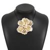 Tooxika Exaggerated Oil Drip Black Edge Three-dimensional Ruffled Flower Pendant Necklace Vintage Stacking Necklace