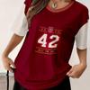Women's crew neck T-shirt, retro college style football shirt, all-print casual season
