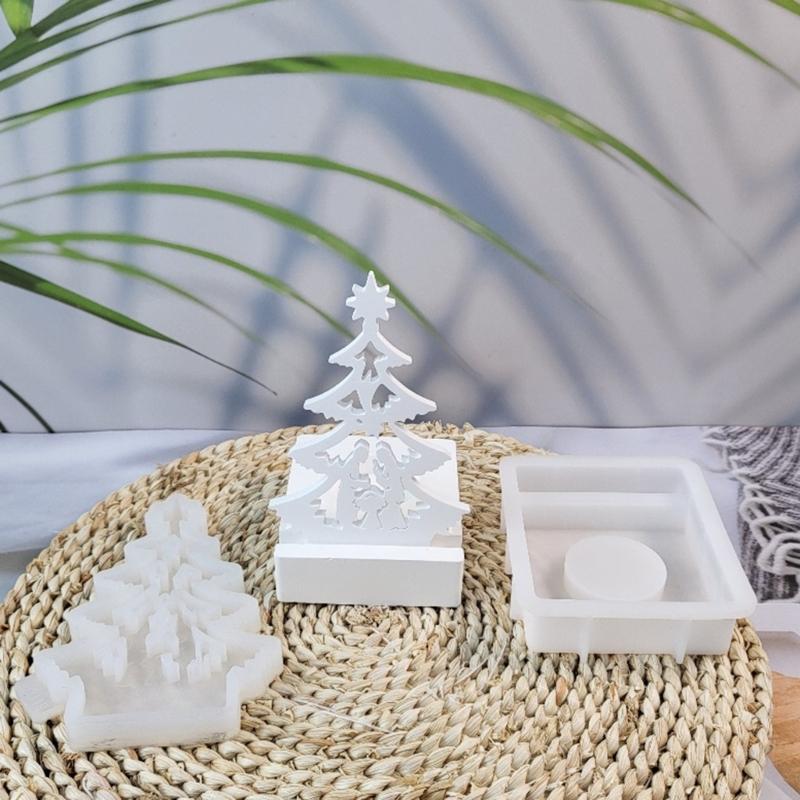 Christmas Tree Candle Holder Mould Candlesticks Silicone Molds Craft Molds