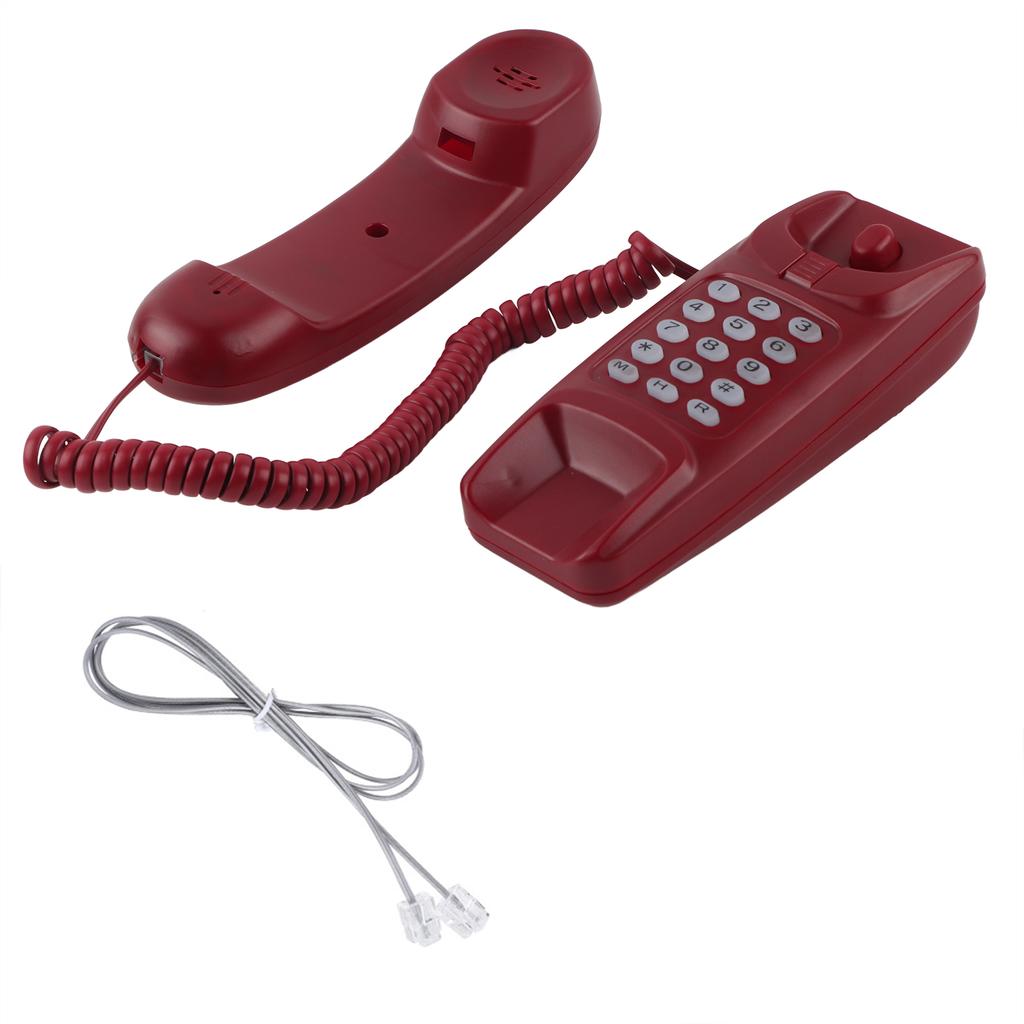 Wall Mount Landline Telephone Extension No Caller ID Home Phone For Hotel Family(Red)