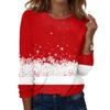 Damenmode Weihnachten Print Hals Langarm Pullover Top für Feiertagskleidung