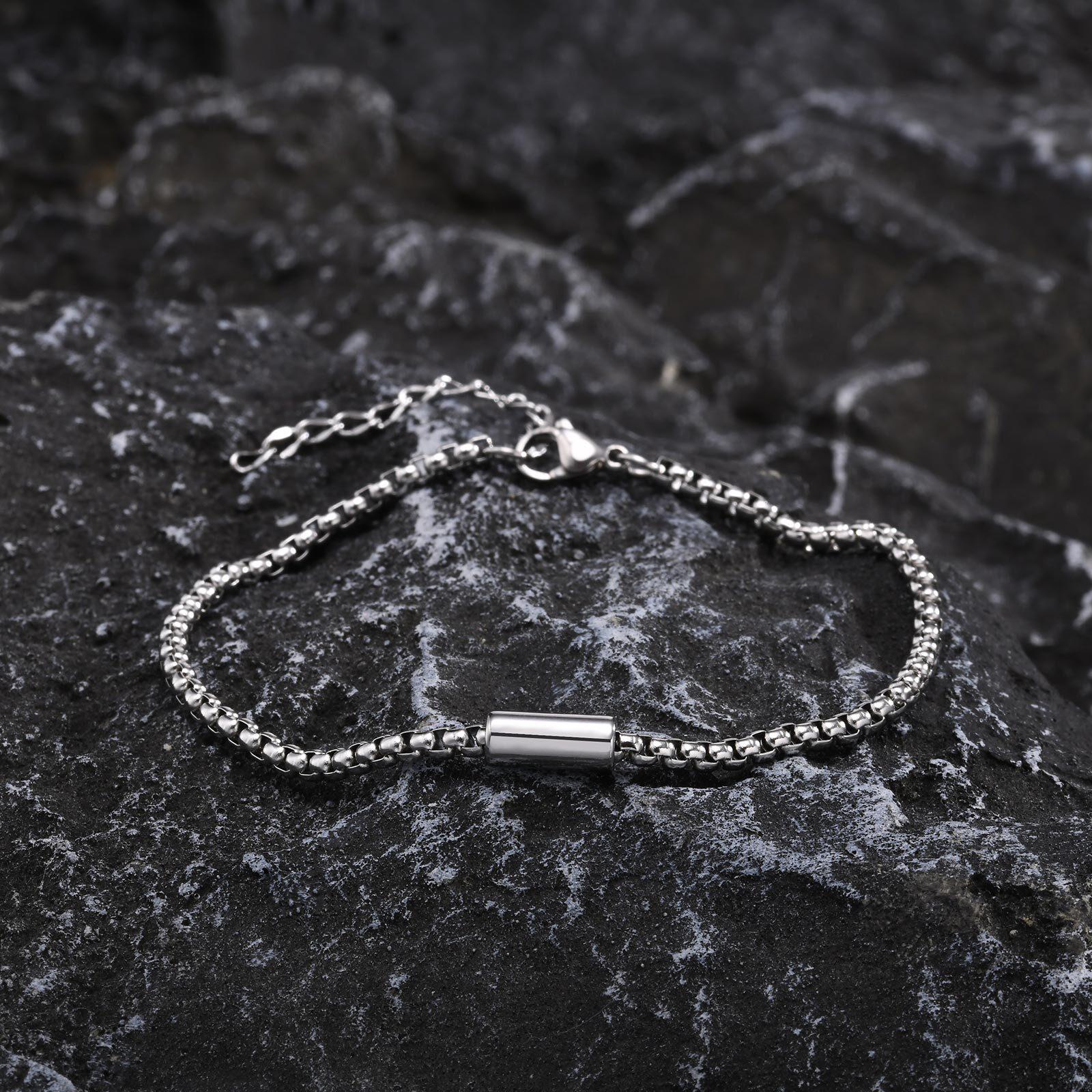 

Vnox Waterproof Stainless Steel Tube Charm Bracelets for Men Dad,Adjustable 3mm Box Link Chain Bracelet, Fashion Jewelry