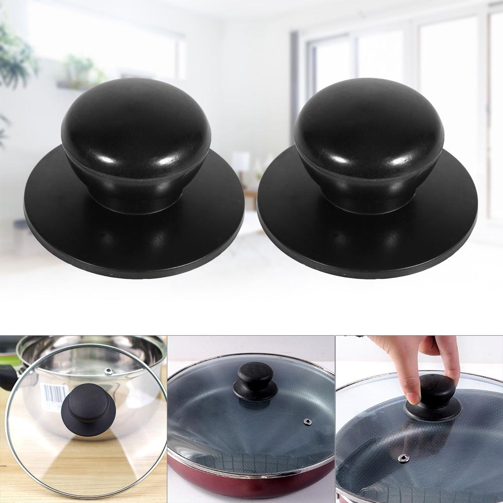 2Pcs Black Kitchen Cookware Saucepan Kettle Lid Replacement Knobs Cover Holding Handles New