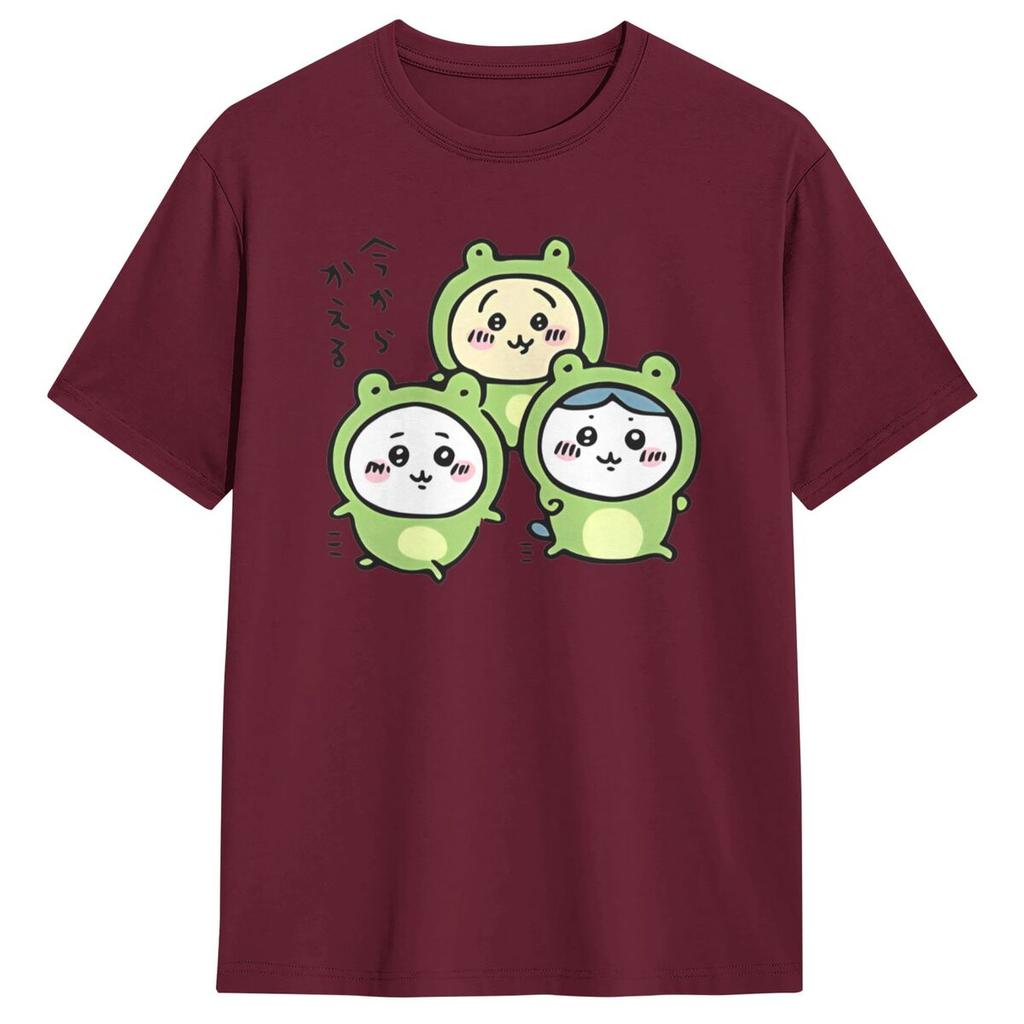 Haikyuu T-Shirt Chiikawa And Friends Frogs Hachiware Usagi Kawaii Bear Cat Cotton T Shirts for Men's Short Sleeve Clothing