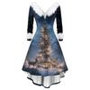 Women's Fashion Casual V-Neck Christmas Print Long Sleeve Dress