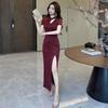2025 Elegant Women's Chinese Qipao Bodycon Dress - Sexy, Slimming Long Skirt for Nightclub or Workwear