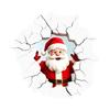 PVC Santa Wall Art for Balcony 3D Claus Sticker, Realistic Breaking Decal Christmas Holiday Decoration, Glass Clings Waterproof Indoor Outdoor Windows