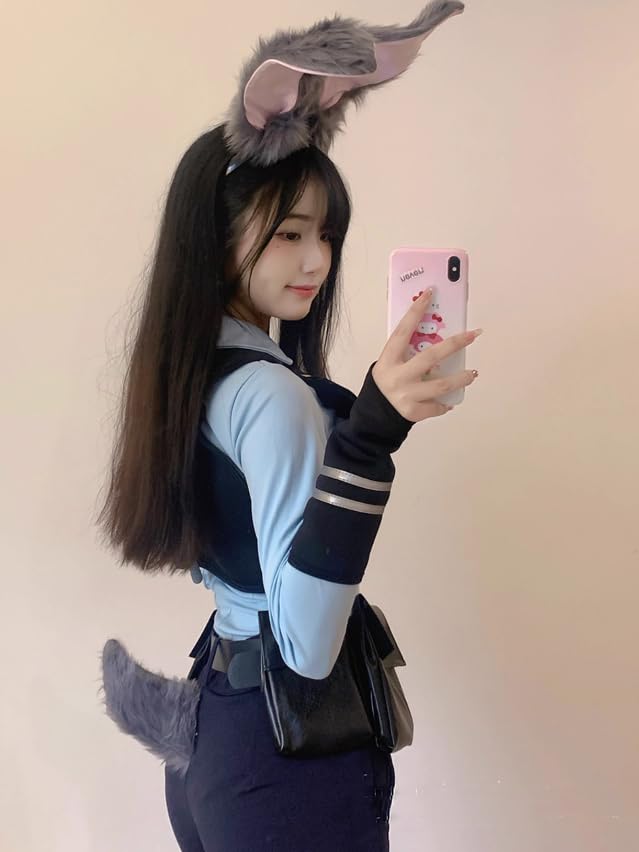 Lavender Judy Cosplay Costume, Halloween and Christmas Costume, Police Uniform, Size S