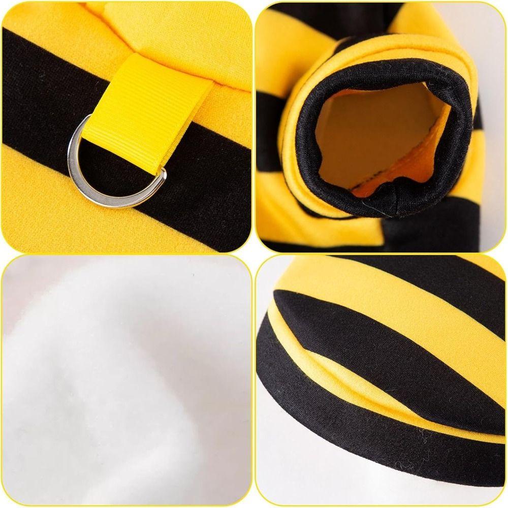 Winter Warm Cat Dog Clothes Soft Bee Cosplay Costume Funny Pet Bee Costume Hooded  Pet Supplies