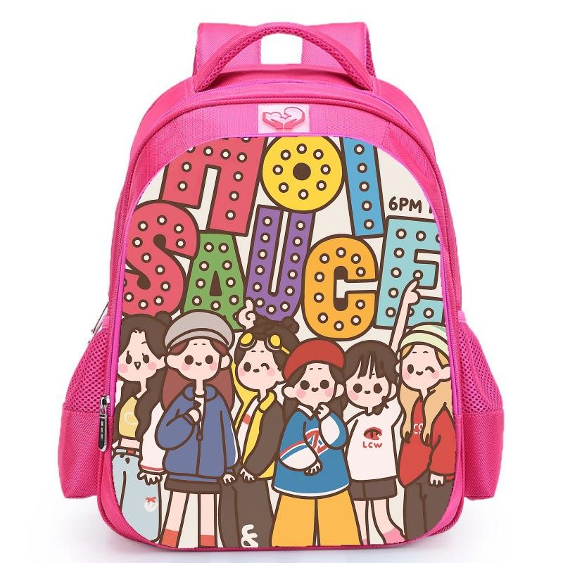 Babymonster Member Name Collage, Schoolbag, Elementary School Backpack, Korean Group Support Pink Backpack
