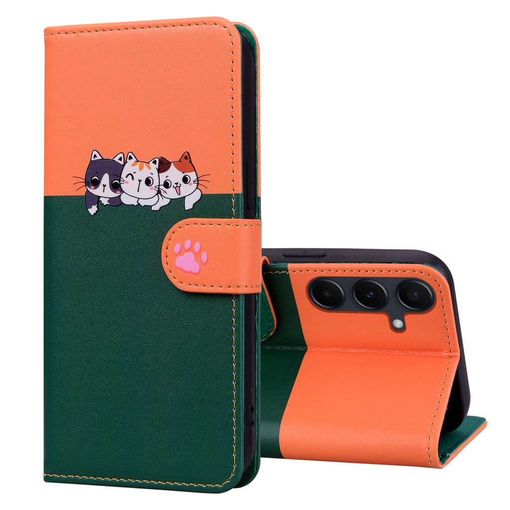 Cartoon Pet Series for Samsung Galaxy A55 5G Wallet Case Splicing Leather Phone Cover