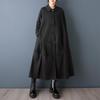 Long Sleeve Oversized Vintage Black Casual Loose Woman Autumn Spring Shirt Dress Elegant Clothing