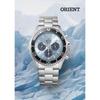 Orient TRN-TX0206L (Sport Orient Mako Solar Chronograph Herren Metall) Runde Uhr Silber