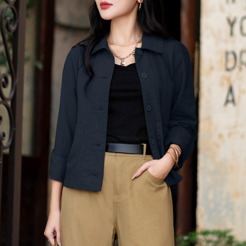 

ZANZEA Женская повседневная блузка с отложным воротником и длинными рукавами 5XL темно-синий