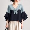 ZANZEA Women Elegant V-Neck Ruffles 3/4 Sleeve Loose Casual Blouse