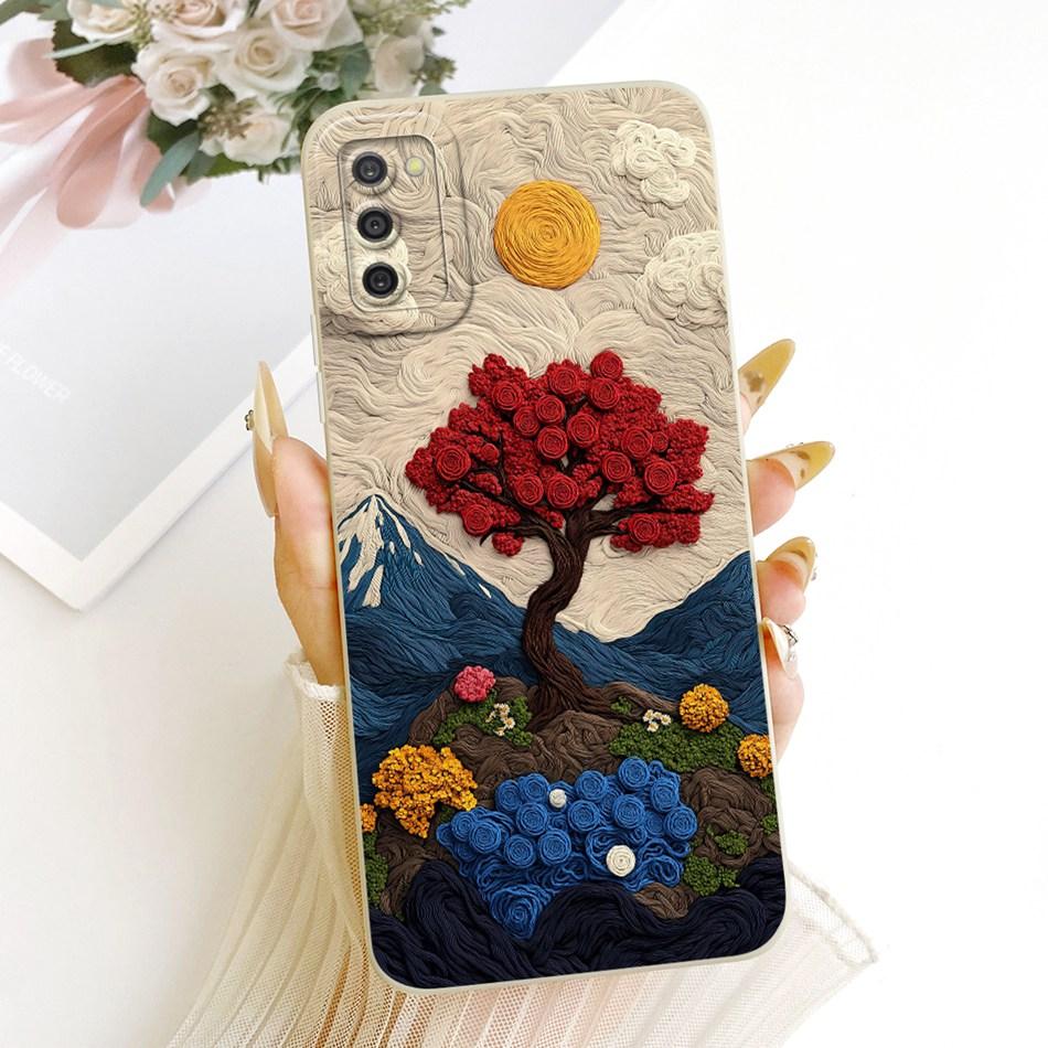 For Samsung Galaxy A03s Cute Cat Flower Cartoon Phone Case For Samsung A03S SM-A037G Shockproof Soft Silicone Covers Bumpers