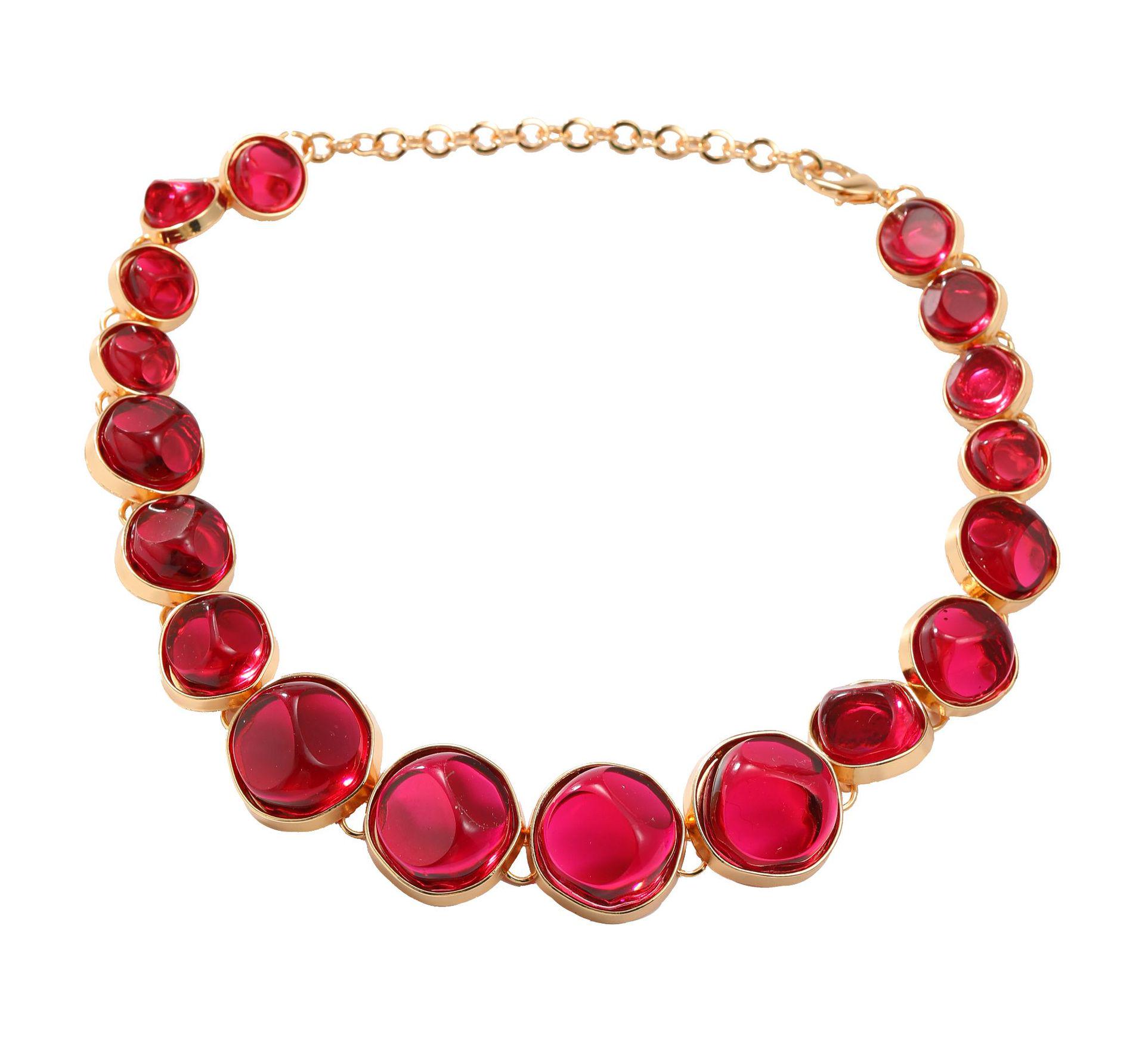 

Богемне багатошарове намисто з сплаву та смоли для жінок рожевий червоний колір