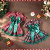 New Pet Clothing Christmas Classic Plaid Skirt Puppy Holiday Costume Peplum Sleeve Dog Clothing Cross-border