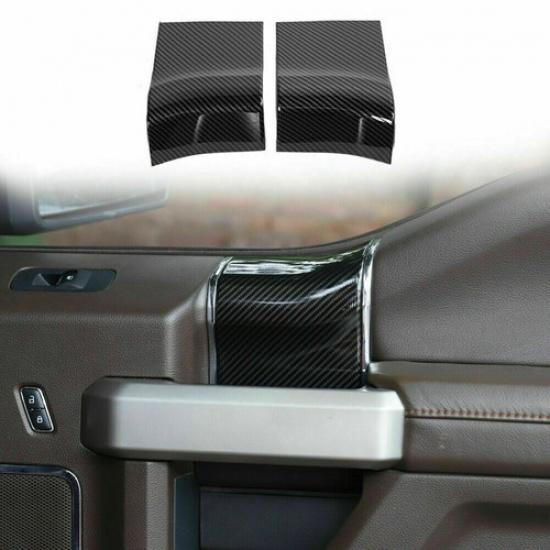 Carbon Fiber Inner Door Handle Panel Trim Cover For Ford F150 F-150 2015+ 2Door