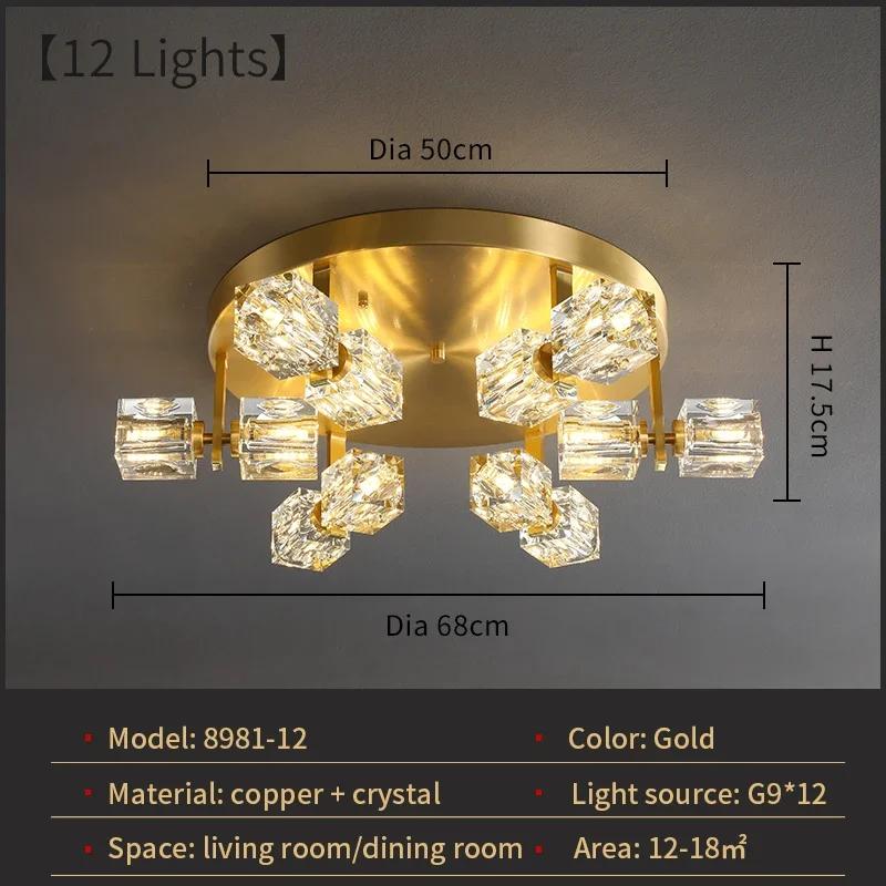 Creative Crystal Chandelier Ceiling Light Indoor Decor Golden Chandelier Design Ceiling Lamp For Parlor Dining Bedroom Kitchen