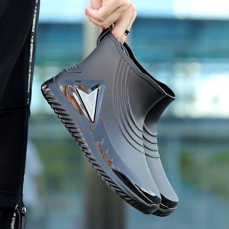 

Мужские дождевые туфли короткие резиновые сапоги мужские уличные рыболовные сапоги для ходьбы по воде нескользящие и износостойкие водные туфли низкие универсальные модные резиновые туфли 45