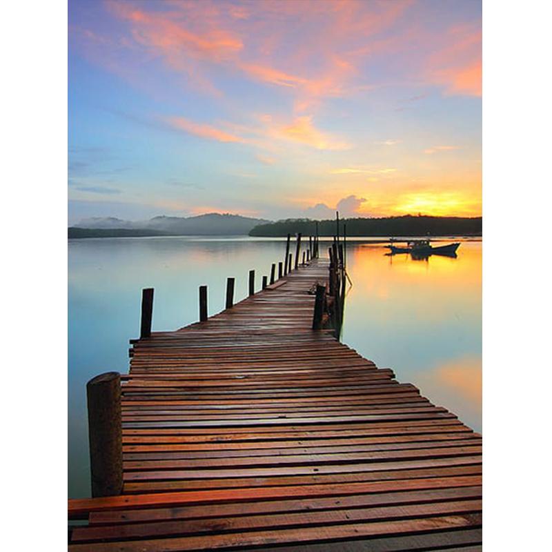 Diamant-Gemälde, 5D-DIY, Meer, voller Bohrer, quadratisch, Diamant-Stickerei, Sonnenuntergang, Bild von Strass-Landschaft, Wanddekoration