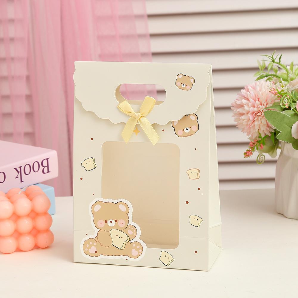 StoBag, Cute Cartoon Bear Gift Transparent Bags, for birthday, party, wedding, children s day, Pack candy cookies toys, 12/30pcs 12pcs&14.5x6.6x20.7cm