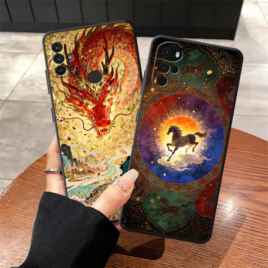 Phone Cover Case for Motorola Moto G53 G30 G60s G32 G50 Edge 20 Pro 30 Lite G71 G52 G51 G73 G22 Edge40 Cartoon Cool Dragon Horse