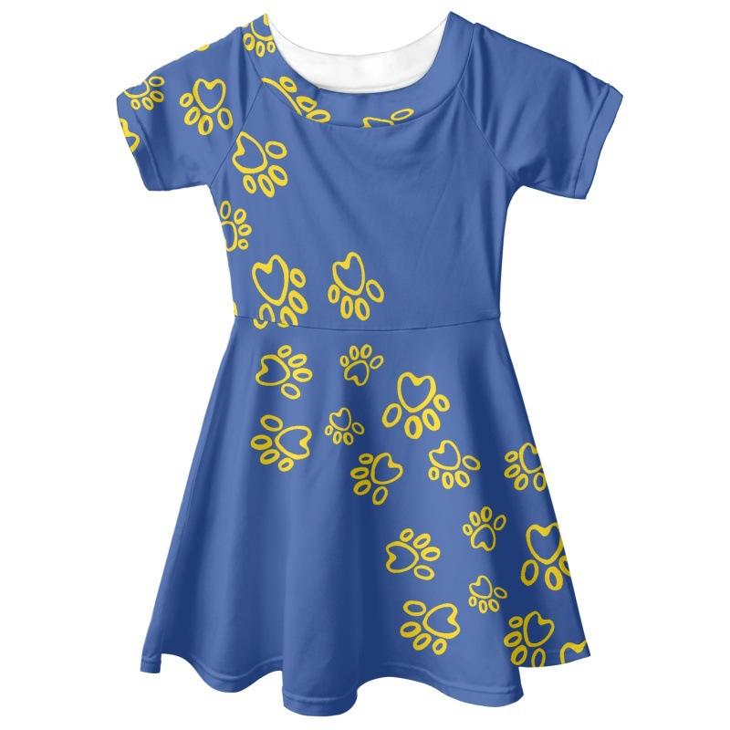 

Платья с 3D принтом для девочек, детское праздничное платье принцессы без рукавов для девочек, платье-майка с 3D желтым принтом следов собаки 180 синий