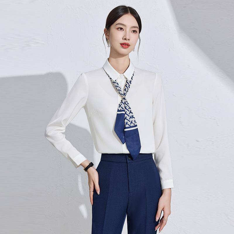 Women's Black Professional Shirt with Hidden Placket - Spring/Autumn Style