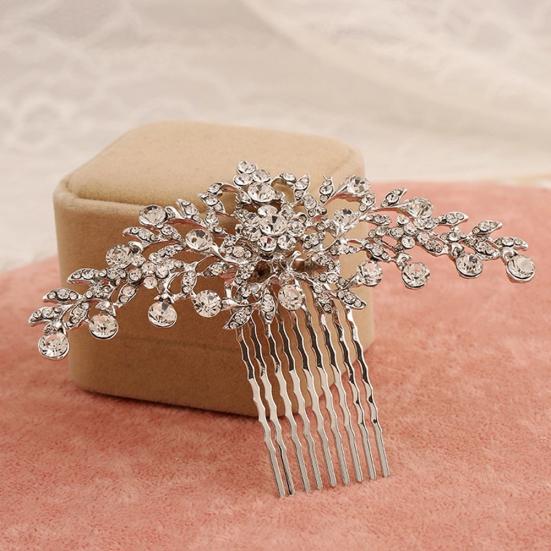 Elegant Rhinestone Inlaid Women Hairpin Wedding Banquet Bridal Comb Headdress