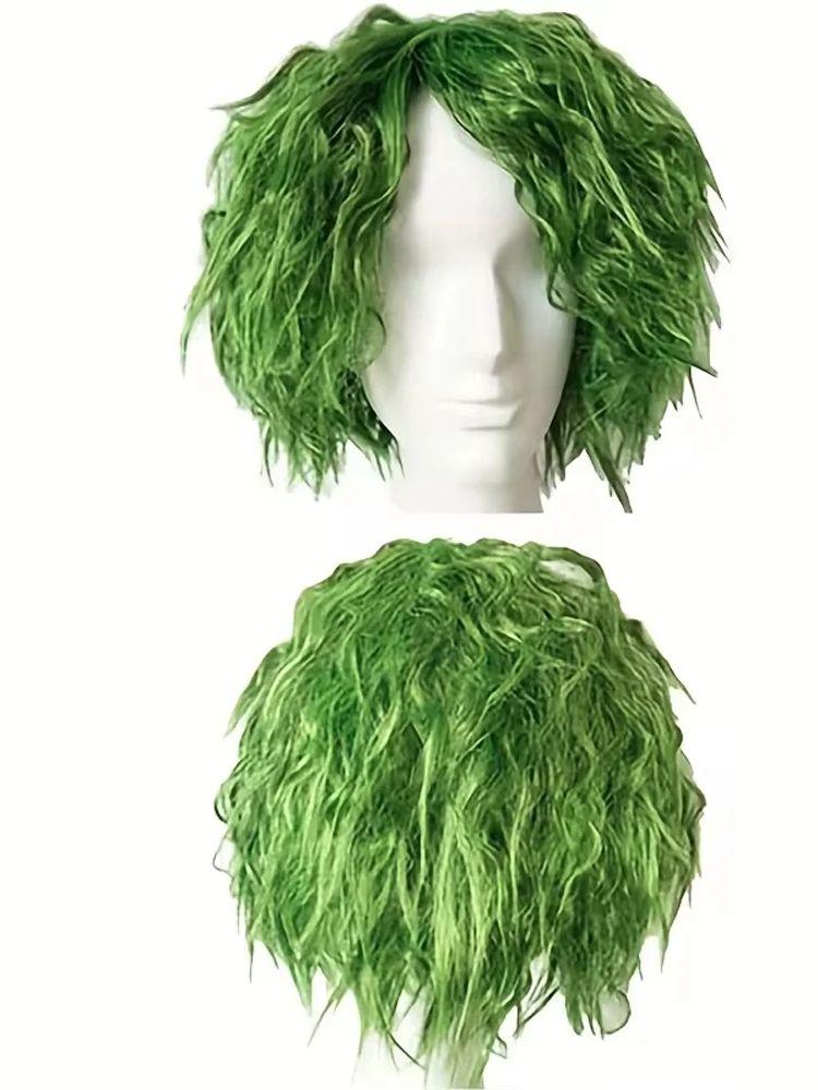 HAIRJOY Synthetic Hair Green Cosplay Wig  Fluffy Short  Curly Anime Hollowen Wigs for Women Men