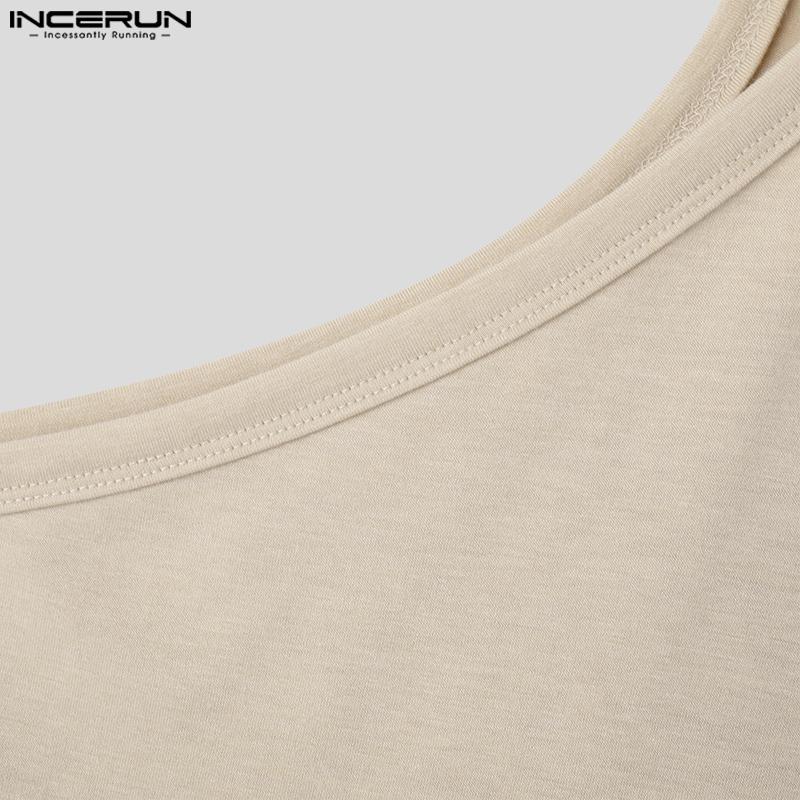 INCERUN Men Halter Neck Sexy Cross Vest Slim Fit Stretch Camisole Tank Tops