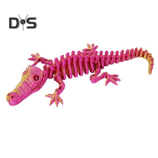 3D Printed Skeleton Crocodile Figurine Movable Joints Bone Crocodile Figure Articulated Animal Model Toy Home Office Desktop Decoration Ornament