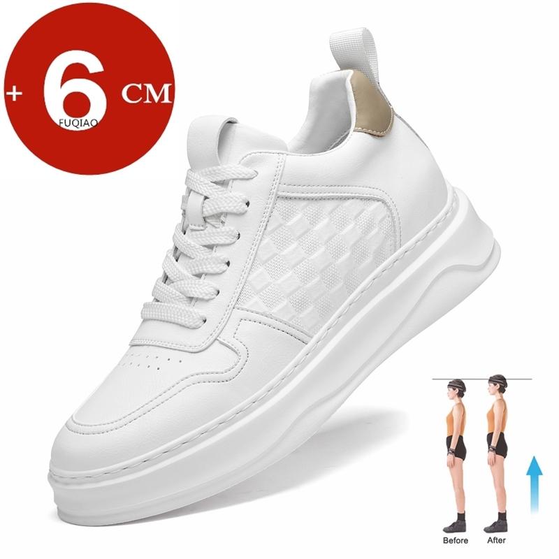 

Кроссовки для пар из натуральной кожи с увеличением высоты на 6 см, большого размера, повседневная обувь на платформе с толстой подошвой для мужчин и женщин 37