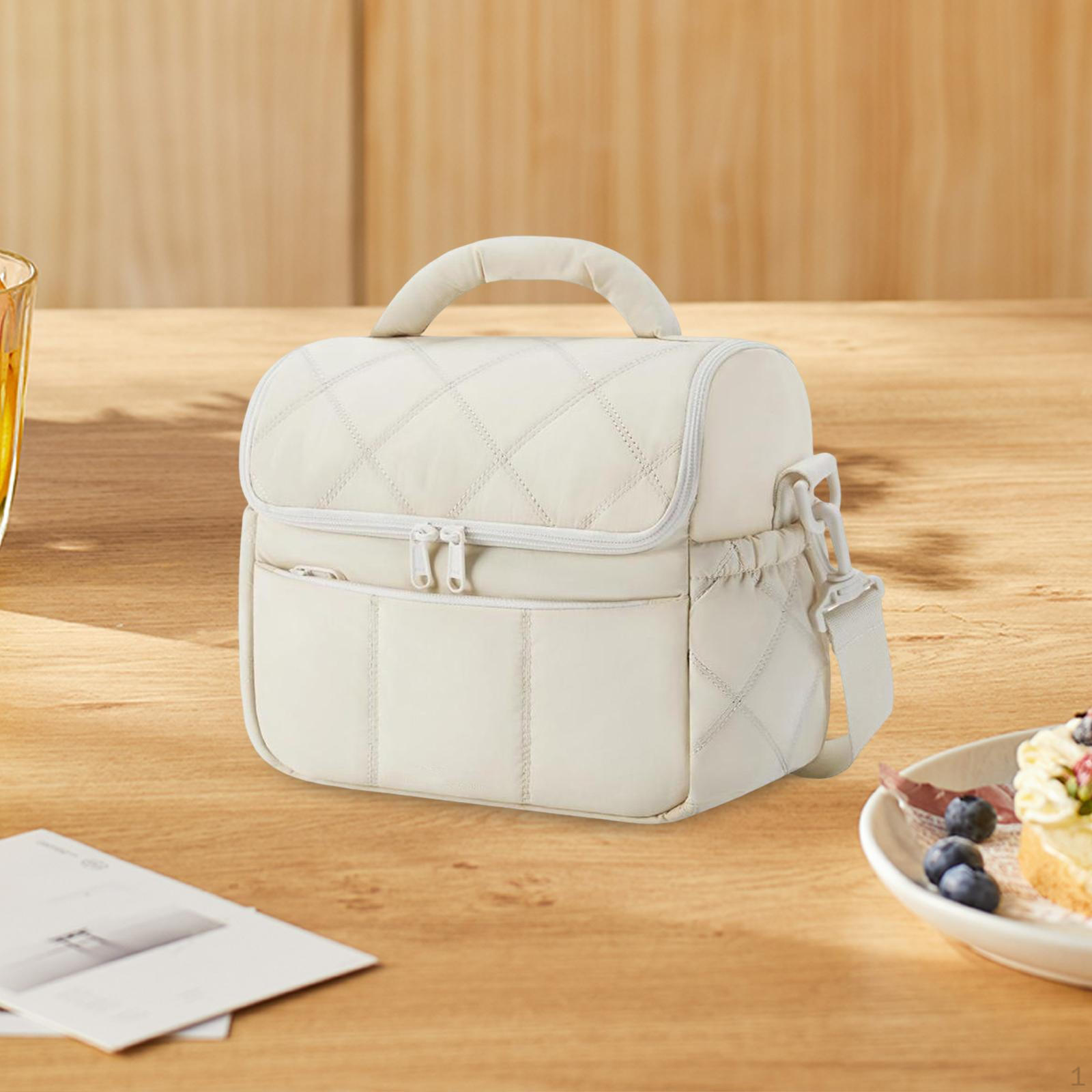 Сумка-контейнер для еды для путешествий и пикников с термофункциями бежевый