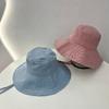 Big Brim Plaid Bucket Hat Women's Summer Travel Versatile Face Small Sunscreen Thin Hat Face Mask Sun Hat Tide