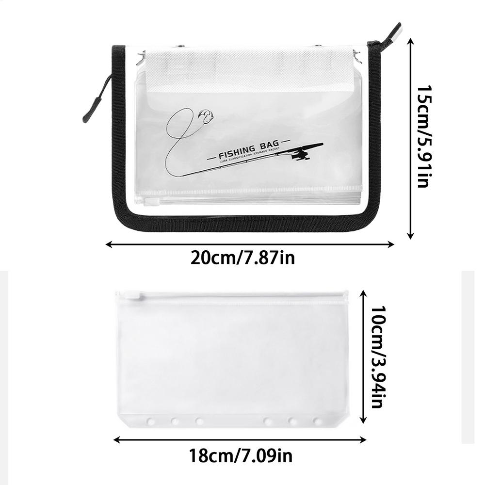 10 Pages Transparent PVC Lure Bag Ring-Binder Tackle Holder, Clear Fishing Lure Organizer for Saltwater Freshwater Boat Shore