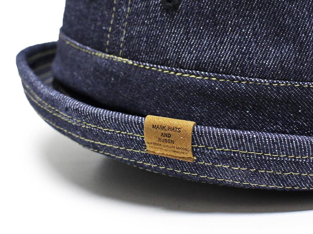Custom large sizes DENIM PORK PIE 2WAY Navy denim [Reuben] design, available, HAT, XL,