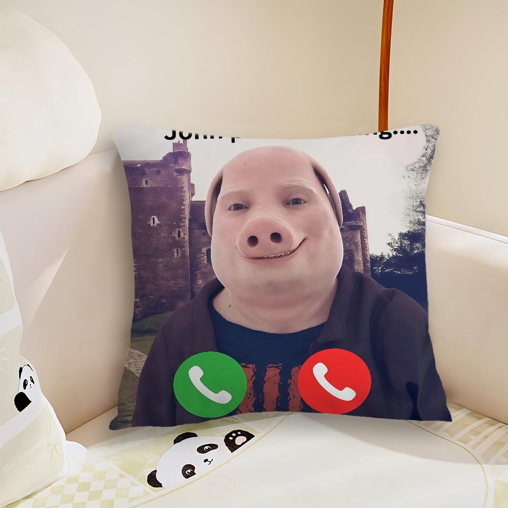 Federa per cuscino divertente John Pork Is Calling Federe per cuscini Tessuto felpato Morbido Stampa fronte-retro Federa per cuscino da divano Copricuscini da lancio