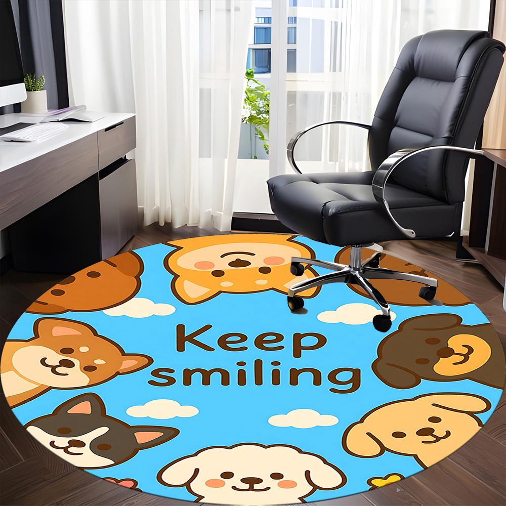 1pc Puppy Smile Office Round Area Rug,  Mat Suitable ForOffice, Under Office Chairs Bedroom Living Room Home Decor, Room Deco