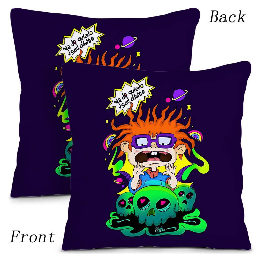 Anime Funny R-Rugrats Pillow Covers Cartoon Sofa Decorative Home Double-Sided Printing Short Plush Cute Cushion Cover