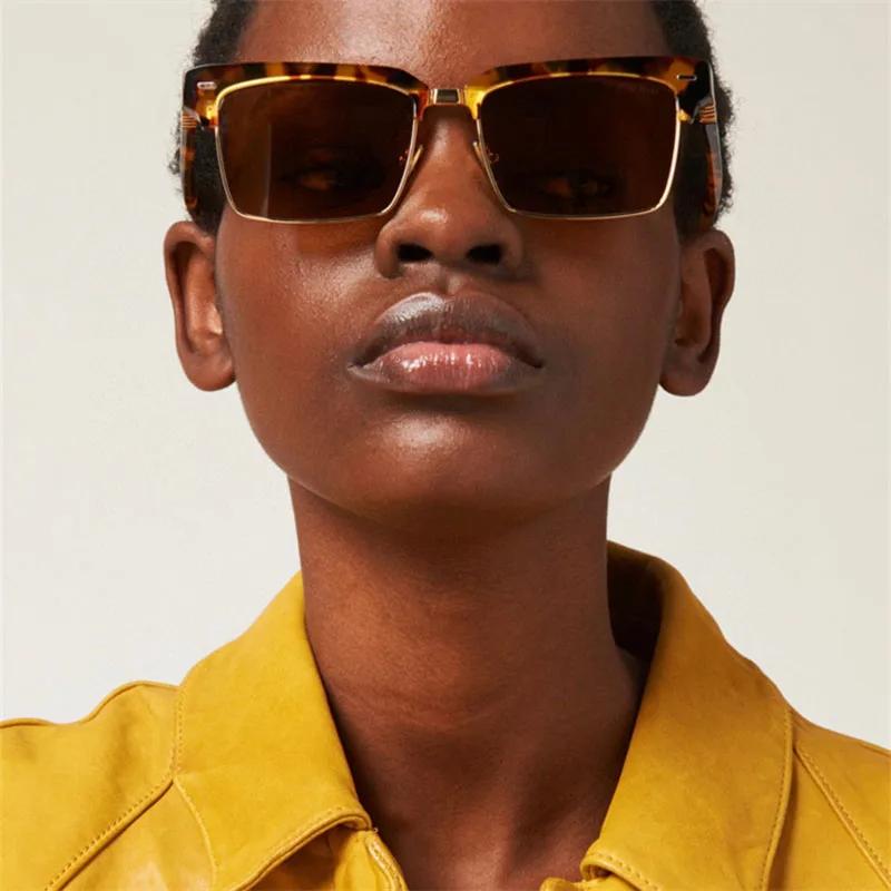 Luxury Brand Designer Retro Eyebrow Metal Frame Square Sunglasses Women For Men Sun Glasses Punk Popular Rivet Eyeglasses