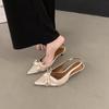 Fashion 2025 New Summer High Heel Butterfly-knot Women Sandals Fashion Pointed Toe Singbacks Shoes Ladies Elegant Dancing Party Pumps