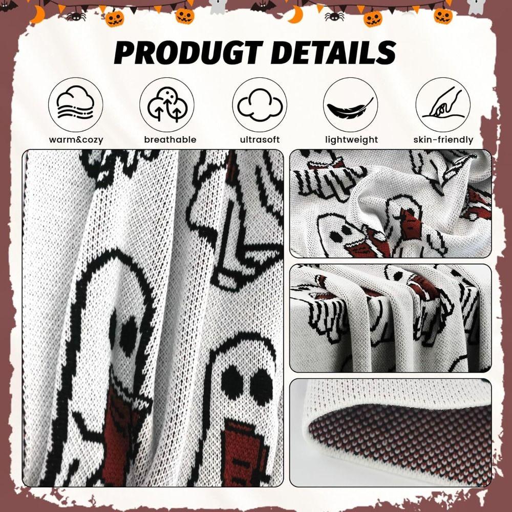 Soft Throw Blanket Cozy Knitted Throw Blanket High Quality Ghost Reading Blanket
