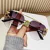 Vintage Rimless Men Women Trendy Gradient Shades Double Bridge UV400 Eyewear