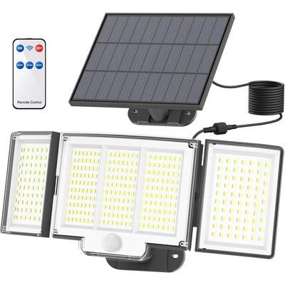 Solarleuchte für den Außenbereich, 348 LEDs, superhell, mit Bewegungsmelder, starke Leistung, IP65, wasserdicht, 3 Betriebsmodi, Gartenwand-Flutlicht